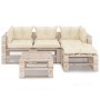 5-piece pallet garden furniture with pine wood cushions by vidaXL, Garden sets - Ref: Foro24-3066178, Price: 426,57 €, Discou...