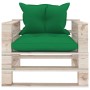 Garden pallet sofa with green cushions made of pine wood by vidaXL, Outdoor sofas - Ref: Foro24-3066046, Price: 83,22 €, Disc...