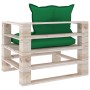 Garden pallet sofa with green cushions made of pine wood by vidaXL, Outdoor sofas - Ref: Foro24-3066046, Price: 83,22 €, Disc...