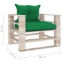 Garden pallet sofa with green cushions made of pine wood by vidaXL, Outdoor sofas - Ref: Foro24-3066046, Price: 83,22 €, Disc...