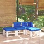 Muebles de jardín de palets 4 pzas con cojines madera de pino de vidaXL, Conjuntos de jardín - Ref: Foro24-3066244, Precio: 2...