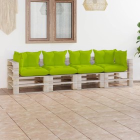 4-seater pallet garden sofa with pine wood cushions by vidaXL, Garden sets - Ref: Foro24-3066140, Price: 398,86 €, Discount: %