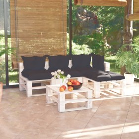 5-piece pallet garden furniture with pine wood cushions by vidaXL, Garden sets - Ref: Foro24-3066249, Price: 370,43 €, Discou...