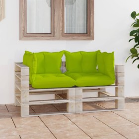 2-seater pallet garden sofa with pine wood cushions by vidaXL, Garden sets - Ref: Foro24-3066110, Price: 210,99 €, Discount: %