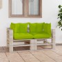 2-seater pallet garden sofa with pine wood cushions by vidaXL, Garden sets - Ref: Foro24-3066110, Price: 210,83 €, Discount: %