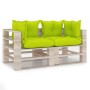 2-seater pallet garden sofa with pine wood cushions by vidaXL, Garden sets - Ref: Foro24-3066110, Price: 210,83 €, Discount: %