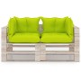 2-seater pallet garden sofa with pine wood cushions by vidaXL, Garden sets - Ref: Foro24-3066110, Price: 210,83 €, Discount: %