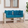 2-seater pallet garden sofa with pine wood cushions by vidaXL, Garden sets - Ref: Foro24-3066105, Price: 210,83 €, Discount: %