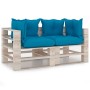 2-seater pallet garden sofa with pine wood cushions by vidaXL, Garden sets - Ref: Foro24-3066105, Price: 210,99 €, Discount: %