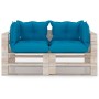 2-seater pallet garden sofa with pine wood cushions by vidaXL, Garden sets - Ref: Foro24-3066105, Price: 210,99 €, Discount: %