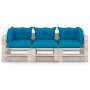 3-seater pallet garden sofa with pine wood cushions by vidaXL, Garden sets - Ref: Foro24-3066120, Price: 276,32 €, Discount: %