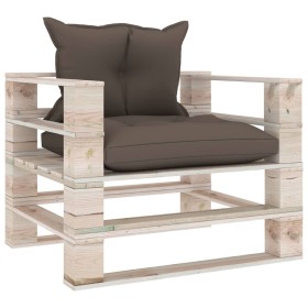 Pallet garden sofa with taupe pine wood cushions by vidaXL, Outdoor sofas - Ref: Foro24-3066041, Price: 89,99 €, Discount: %