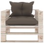 Gartensofa aus Paletten mit Kissen aus taupefarbenem Kiefernholz von vidaXL, Outdoor-Sofas - Ref: Foro24-3066041, Preis: 89,1...