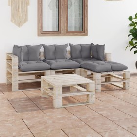 Muebles de jardín de palets 5 pzas con cojines madera de pino de vidaXL, Conjuntos de jardín - Ref: Foro24-3066179, Precio: 3...