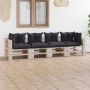 4-seater pallet garden sofa with pine wood cushions by vidaXL, Garden sets - Ref: Foro24-3066130, Price: 398,91 €, Discount: %