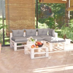 Muebles de jardín de palets 5 pzas con cojines madera de pino de vidaXL, Conjuntos de jardín - Ref: Foro24-3066254, Precio: 3...