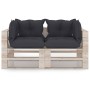 2-seater pallet garden sofa with pine wood cushions by vidaXL, Garden sets - Ref: Foro24-3066100, Price: 203,38 €, Discount: %