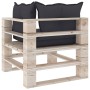 2-seater pallet garden sofa with pine wood cushions by vidaXL, Garden sets - Ref: Foro24-3066100, Price: 203,38 €, Discount: %