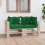 2-seater pallet garden sofa with pine wood cushions by vidaXL, Garden sets - Ref: Foro24-3066106, Price: 210,83 €, Discount: %