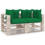 2-seater pallet garden sofa with pine wood cushions by vidaXL, Garden sets - Ref: Foro24-3066106, Price: 210,83 €, Discount: %