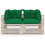 2-seater pallet garden sofa with pine wood cushions by vidaXL, Garden sets - Ref: Foro24-3066106, Price: 210,83 €, Discount: %