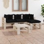 5-piece pallet garden furniture with pine wood cushions by vidaXL, Garden sets - Ref: Foro24-3066174, Price: 393,43 €, Discou...