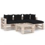 5-piece pallet garden furniture with pine wood cushions by vidaXL, Garden sets - Ref: Foro24-3066174, Price: 393,43 €, Discou...