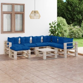 8-piece pallet garden furniture with pine wood cushions by vidaXL, Garden sets - Ref: Foro24-3066169, Price: 609,99 €, Discou...