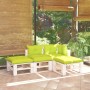 4-piece pallet garden furniture with pine wood cushions by vidaXL, Garden sets - Ref: Foro24-3066245, Price: 281,66 €, Discou...