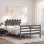 Double bed frame with gray solid wood headboard by vidaXL, Beds and slatted bases - Ref: Foro24-3195258, Price: 151,65 €, Dis...