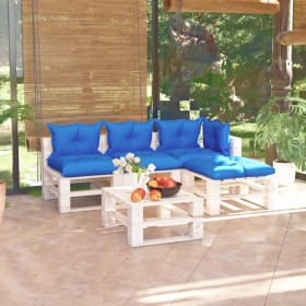 5-piece pallet garden furniture with pine wood cushions by vidaXL, Garden sets - Ref: Foro24-3066259, Price: 385,99 €, Discou...