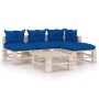 5-piece pallet garden furniture with pine wood cushions by vidaXL, Garden sets - Ref: Foro24-3066259, Price: 385,71 €, Discou...