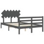 Double bed frame with gray solid wood headboard by vidaXL, Beds and slatted bases - Ref: Foro24-3195258, Price: 151,65 €, Dis...