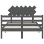 Double bed frame with gray solid wood headboard by vidaXL, Beds and slatted bases - Ref: Foro24-3195258, Price: 151,65 €, Dis...