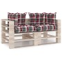 2-seater pallet garden sofa with pine wood cushions by vidaXL, Garden sets - Ref: Foro24-3066111, Price: 193,47 €, Discount: %