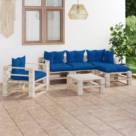 Garden furniture made of 6-piece pallets and pine wood cushions by vidaXL, Garden sets - Ref: Foro24-3066199, Price: 492,99 €...