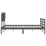 Double bed frame with gray solid wood headboard by vidaXL, Beds and slatted bases - Ref: Foro24-3195258, Price: 151,65 €, Dis...