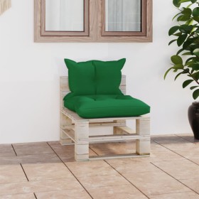 Central garden sofa made of pallets with pine wood cushions by vidaXL, Outdoor sofas - Ref: Foro24-3066076, Price: 66,93 €, D...