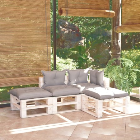 Muebles de jardín de palets 4 pzas con cojines madera de pino de vidaXL, Conjuntos de jardín - Ref: Foro24-3066239, Precio: 2...