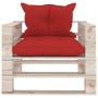 Garden pallet sofa with red pine wood cushions by vidaXL, Outdoor sofas - Ref: Foro24-3066047, Price: 90,56 €, Discount: %