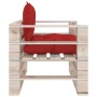 Garden pallet sofa with red pine wood cushions by vidaXL, Outdoor sofas - Ref: Foro24-3066047, Price: 90,56 €, Discount: %