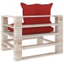 Garden pallet sofa with red pine wood cushions by vidaXL, Outdoor sofas - Ref: Foro24-3066047, Price: 90,56 €, Discount: %