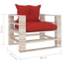 Garden pallet sofa with red pine wood cushions by vidaXL, Outdoor sofas - Ref: Foro24-3066047, Price: 90,56 €, Discount: %