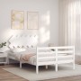 White solid wood bed frame with headboard 120x200 cm by vidaXL, Beds and slatted bases - Ref: Foro24-3195282, Price: 119,58 €...