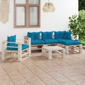 Garden furniture made of 6-piece pallets and pine wood cushions by vidaXL, Garden sets - Ref: Foro24-3066195, Price: 492,99 €...