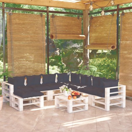 Muebles de jardín de palets 9 pzas y cojines madera de pino de vidaXL, Conjuntos de jardín - Ref: Foro24-3066219, Precio: 677...