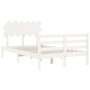 White solid wood bed frame with headboard 120x200 cm by vidaXL, Beds and slatted bases - Ref: Foro24-3195282, Price: 119,58 €...