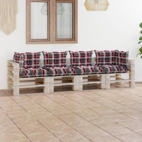 4-seater pallet sofa for garden with pine wood cushions by vidaXL, Garden sets - Ref: Foro24-3066141, Price: 381,49 €, Discou...