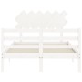 White solid wood bed frame with headboard 120x200 cm by vidaXL, Beds and slatted bases - Ref: Foro24-3195282, Price: 119,58 €...