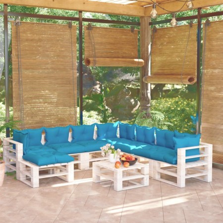 9-piece pallet garden furniture and pine wood cushions by vidaXL, Garden sets - Ref: Foro24-3066225, Price: 719,51 €, Discoun...